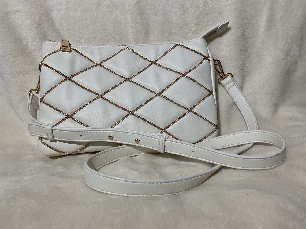 Ivory With Gold Accents Purse Shoulder Strap Handbag